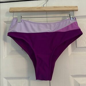 Purple and Lavender High-Waisted Bikini Bottom